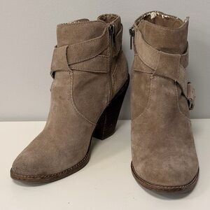 Dolce Vita Taupe Suede Ankle Booties